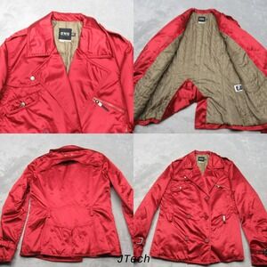 CNC Costume National Jacket Womens 28 XL Red Pocket Double‎ Breast Buckle Vented